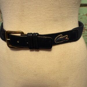 Vintage 1980’s Lacoste Women’s Navy Belt with Gold Buckle
